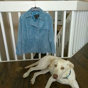 Terry Lewis Leather Blue Double Breasted Jacket